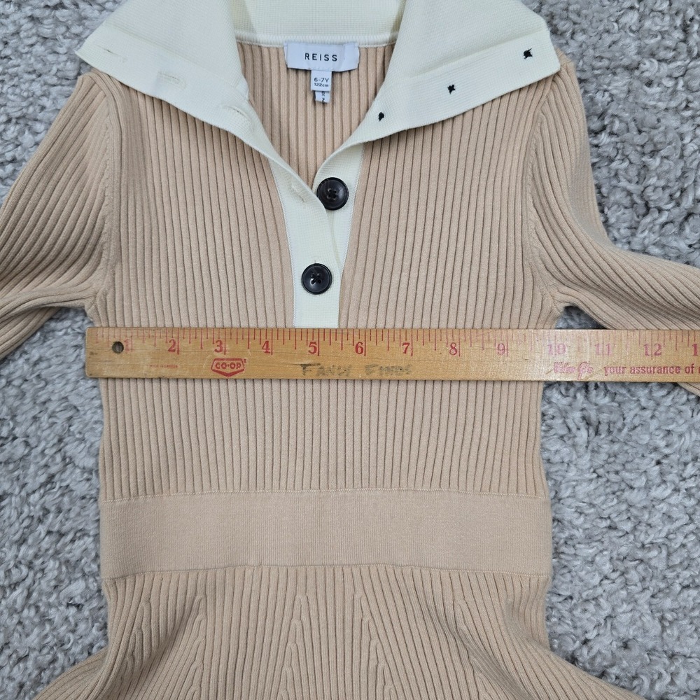 Reiss Girls Ribbed Knit Malani Sweater Dress Beige Size 6–7Y Preppy School‎ - Picture 9 of 12
